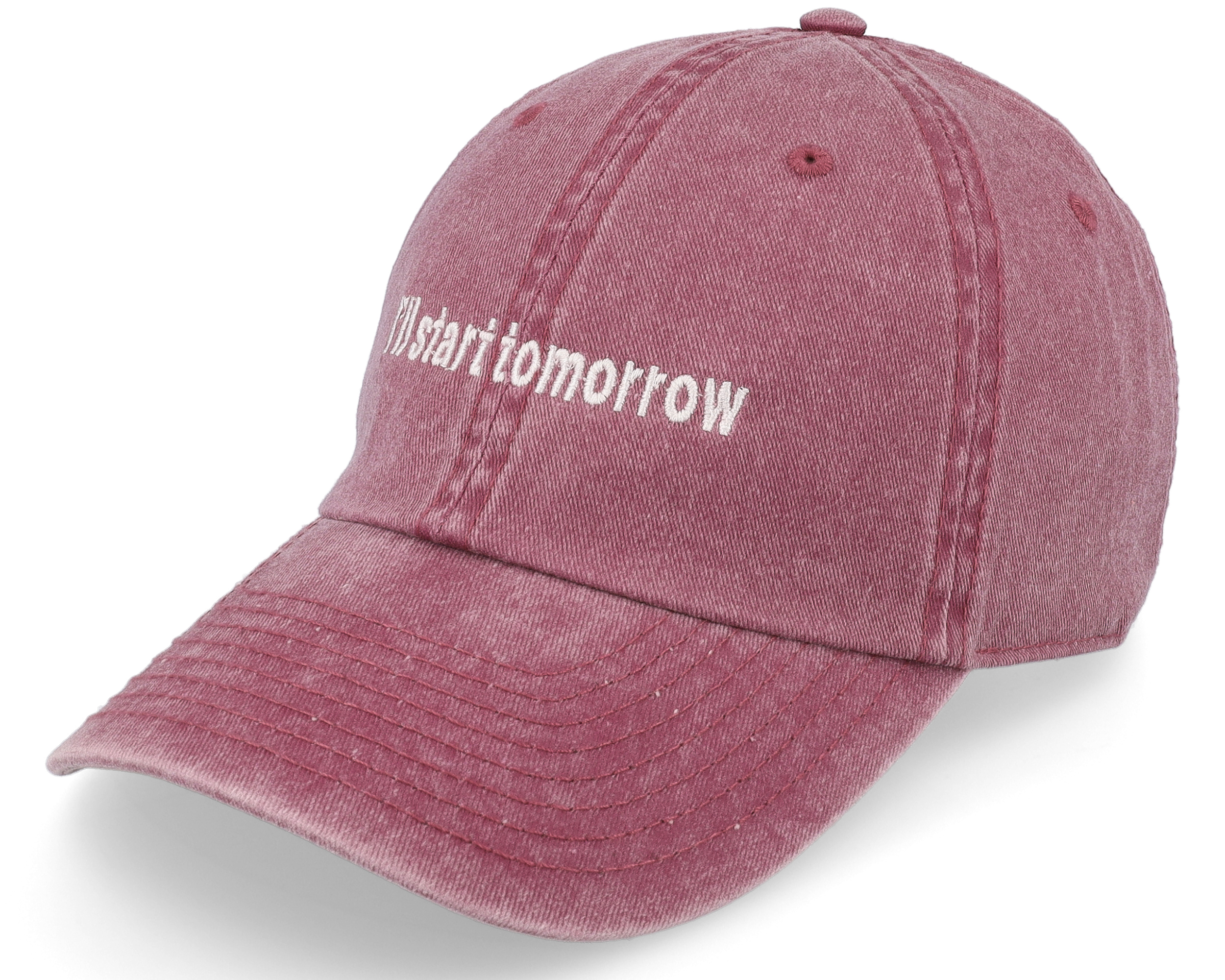 I'll Start Tomorrow Washed Burgundy Dad Cap - Iconic - casquette ...