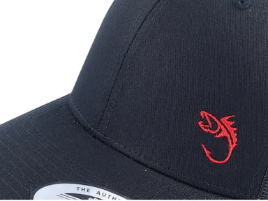 Red Fish Hook Logo Black Trucker - Skillfish cap