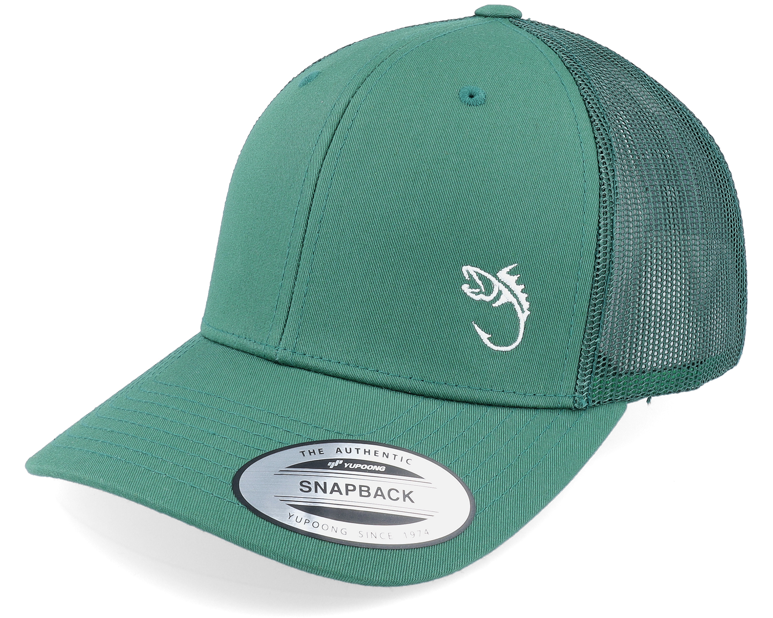 White Fish Hook Logo Evergreen Trucker - Skillfish cap