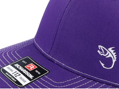 White Fish Hook Logo Purple/White Trucker - Skillfish cap
