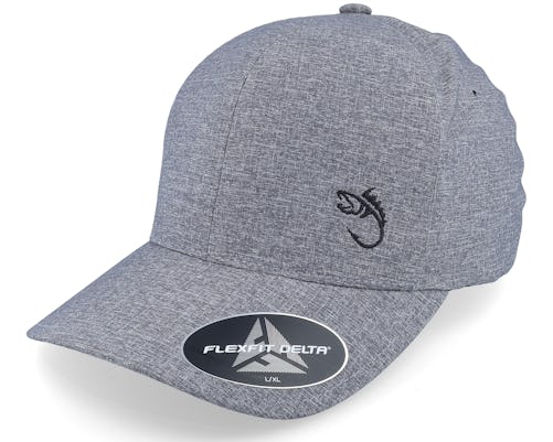 Skillfish - Grey flexfit Cap - Fish Hook Logo Seamless Delta Fit Melange Flexfit @ Hatstore