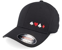 Poker Spades Hearts Clubs Diamonds Black Flexfit - Iconic