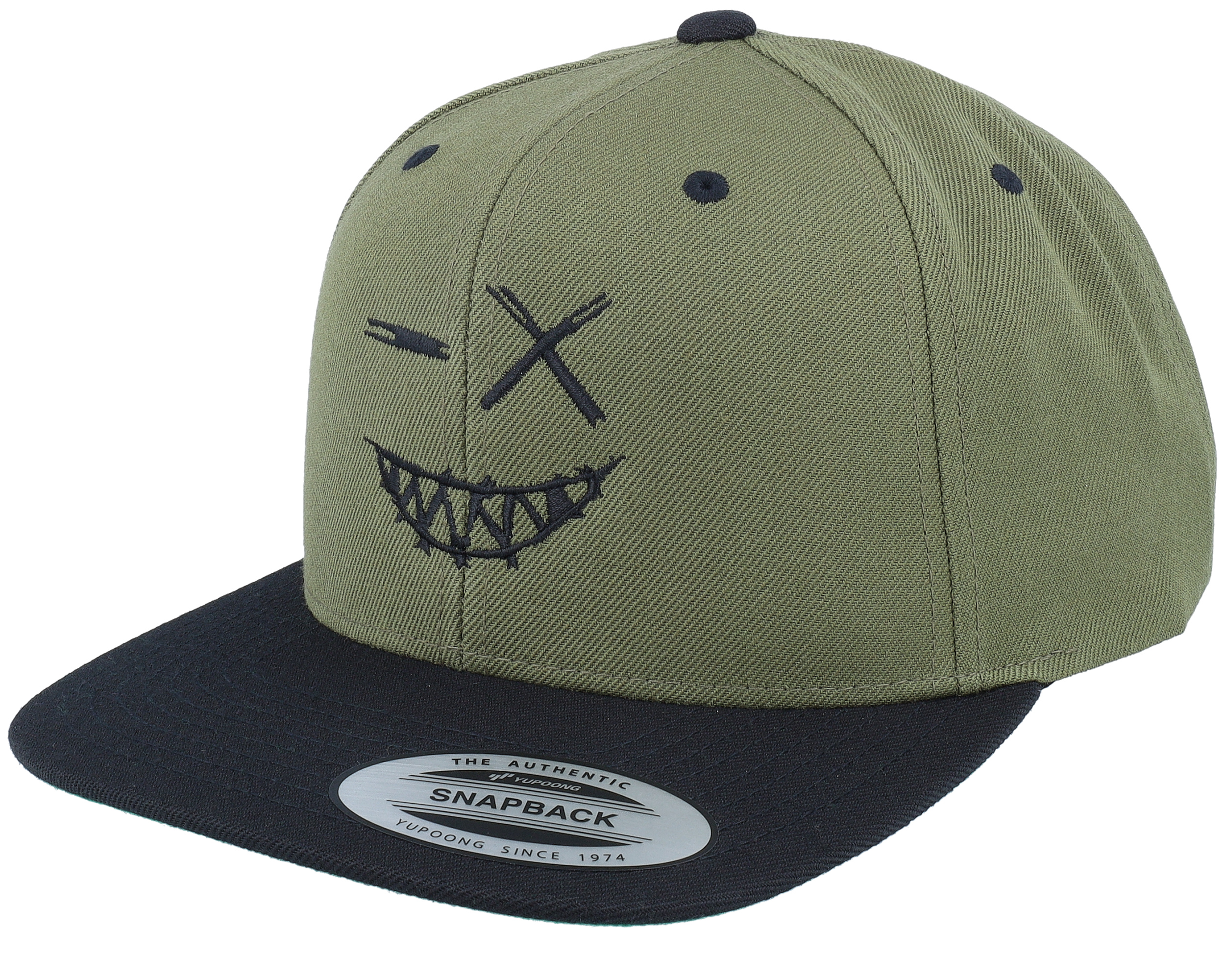 Crazy Smiley Black/Olive/Black Snapback