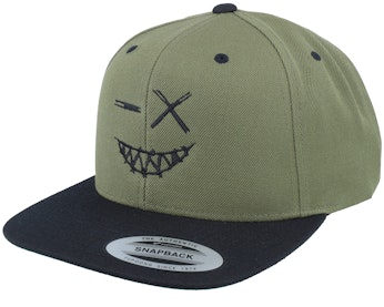 Crazy Smiley Black/Olive/Black Snapback - Main Image