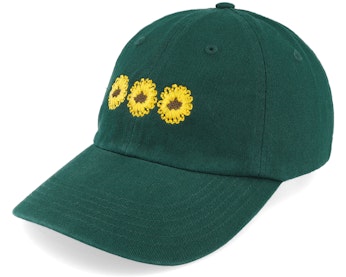 Sunflower Dad Hat Sunflowers Embroidery Dark Green Dad Cap Iconic