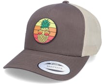 Pineapple Sunset Patch Brown/Khaki Trucker - Iconic
