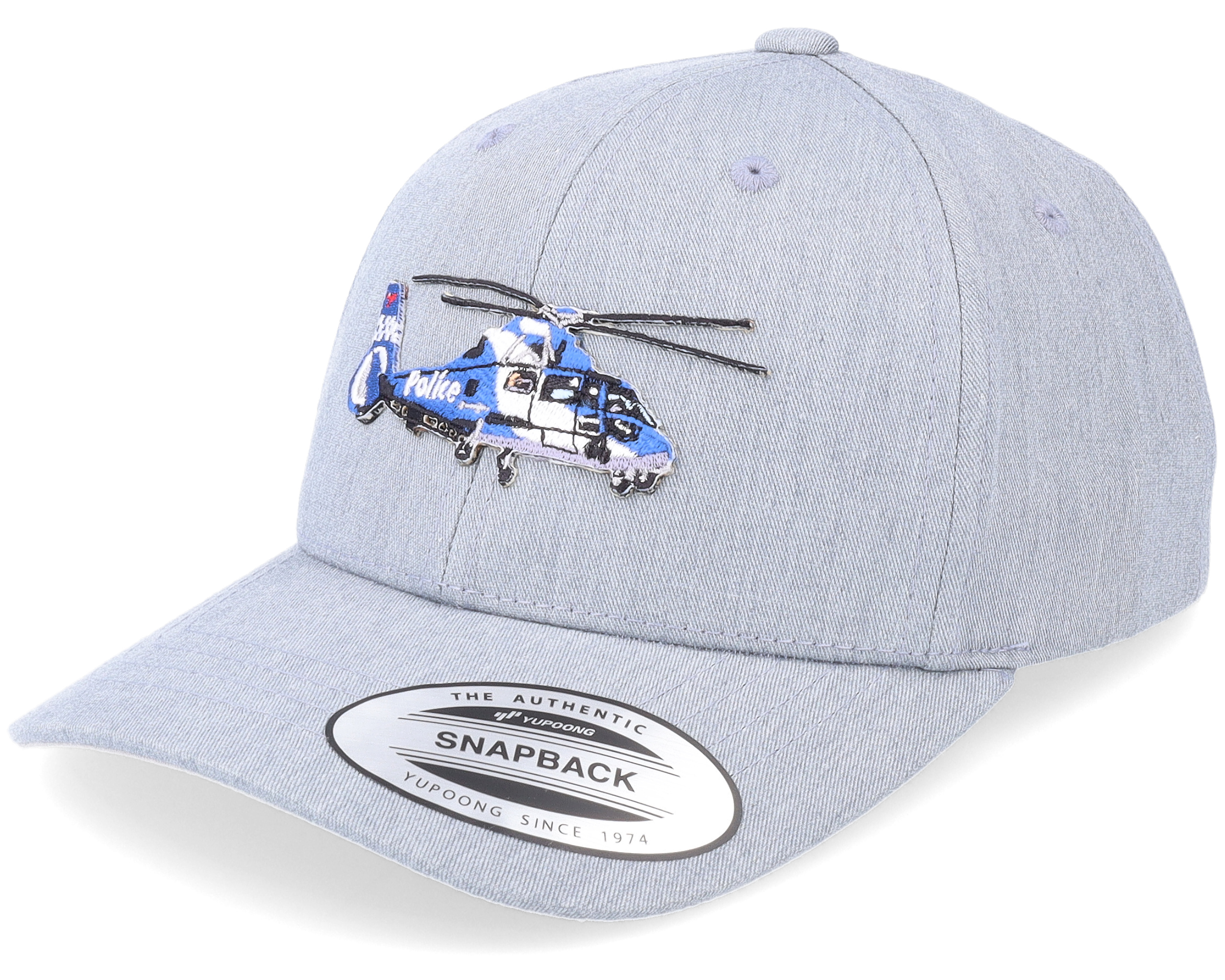 Kids Police Helicopter Heather Grey Adjustable - Kiddo Cap