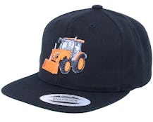 Kids Orange Tractor Black Snapback - Kiddo Cap