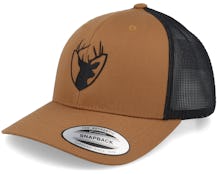 Deer Silhouette Crest Caramel/Black Trucker - Hunter
