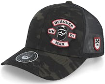 Mc Biker Logo Multicam Black Camo Trucker  - Bearded Man