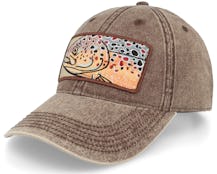 Big Trout Patch 382 Snow Washed Brown Dad Cap - Skillfish
