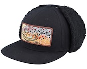 Big Trout Patch Vintage Black Ear Flap Snapback