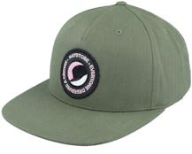 Crown Badge Pink Army Olive Snapback - Hatstore