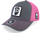 Cap Man Woven Patch Charcoal/Neon Pink Trucker