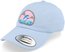 Dolphin On Waves Patch Light Blue Dad Cap - Abducted