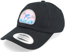 Dolphin On Waves Patch Black Dad Cap - Abducted