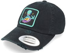 Alien Space Pizza Patch Black Destroyed Dad Cap - Abducted
