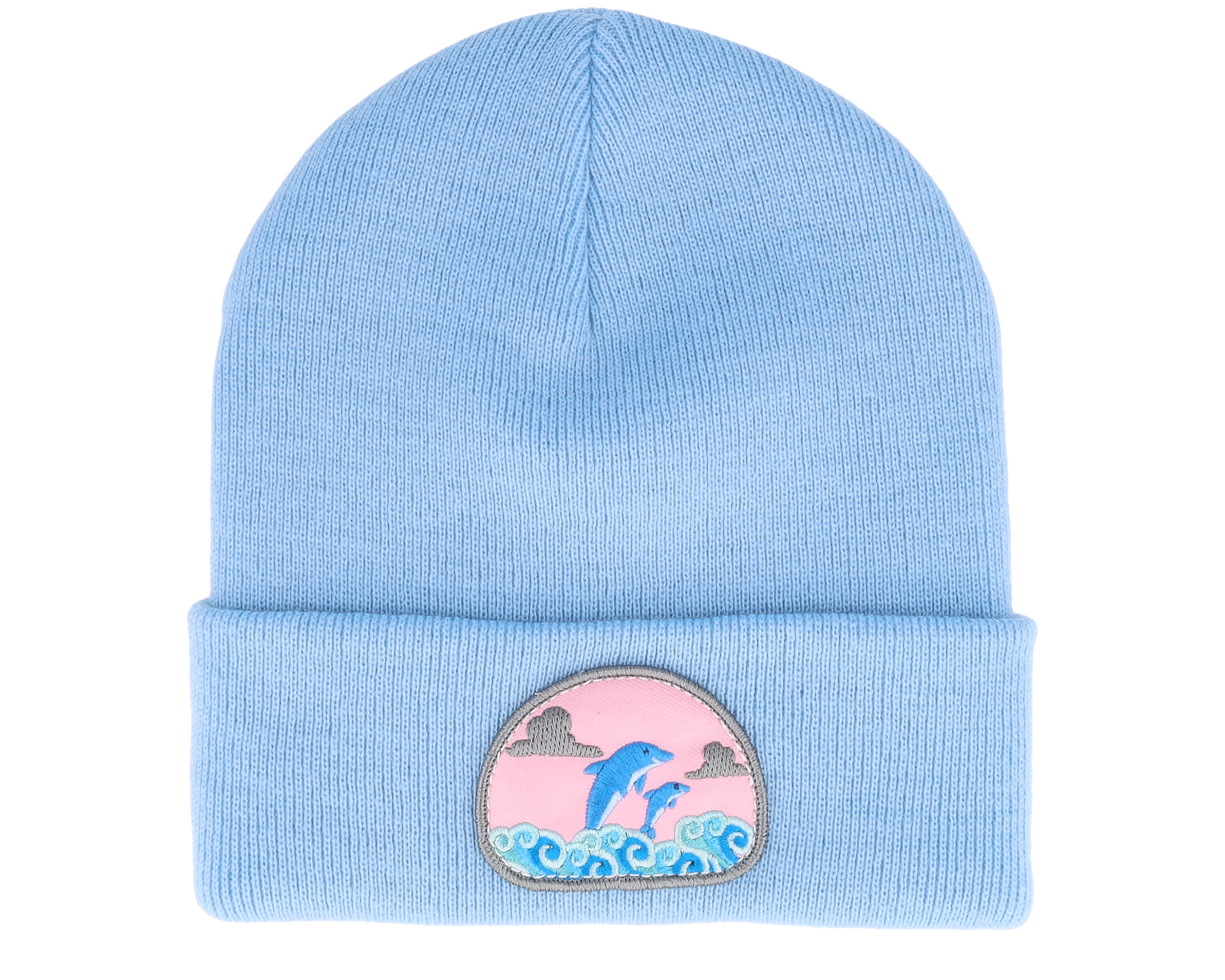 Gorros Dolphin On Waves Patch Light Blue Beanie - Iconic