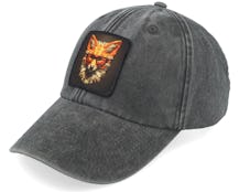 Fox Glasses Low Poly Art Washed Black Dad Cap - Origami