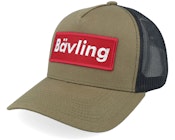 Bävling Red Patch Coffee/Black A-frame Trucker