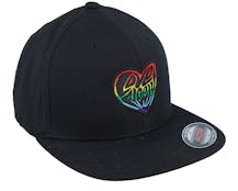 Love Freely Rainbow Logo Black Flat Brim Fitted - Fair