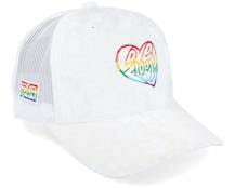 Love Freely Rainbow Logo Velvet White Trucker - Fair