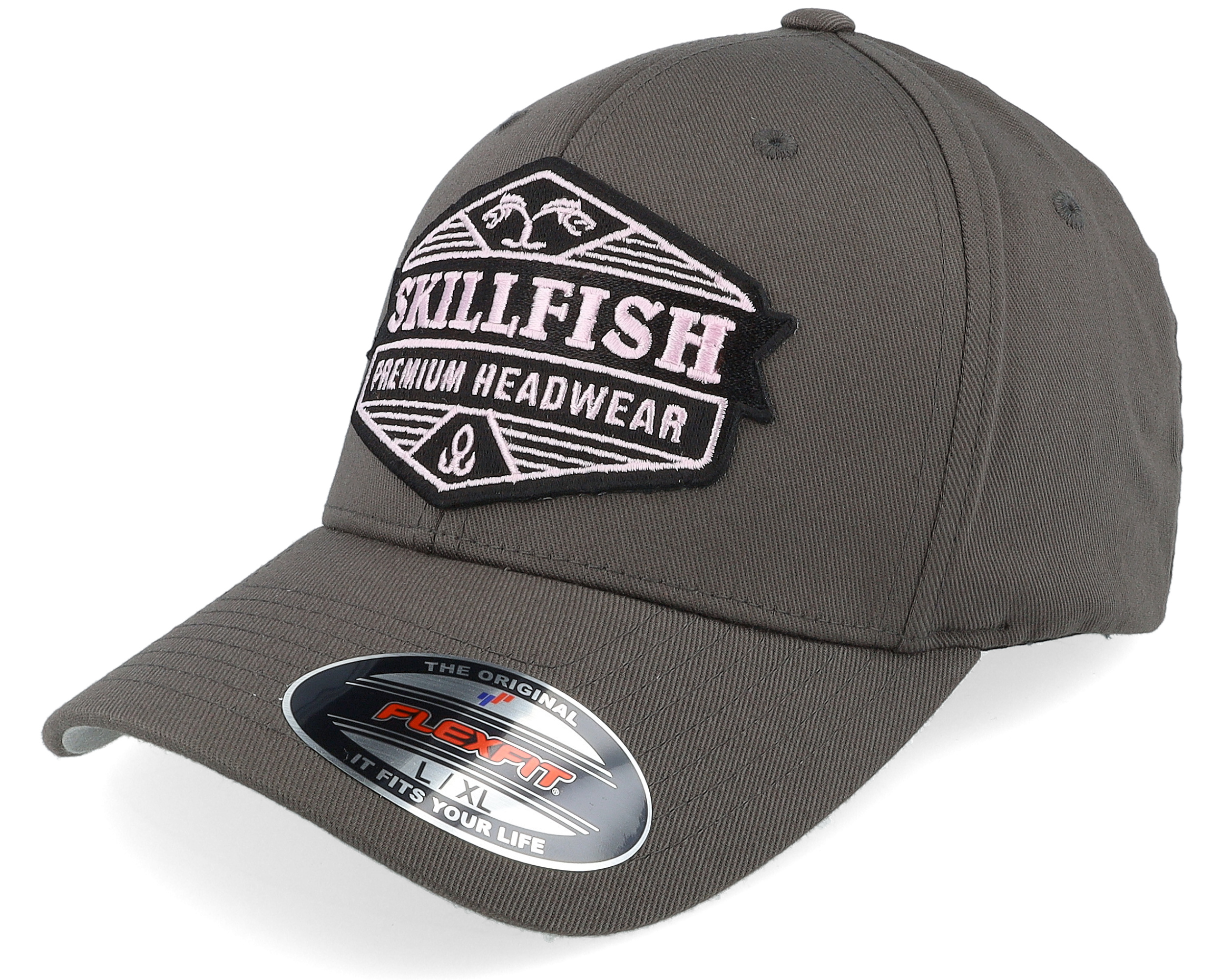 Skillfish - Grey Flexfit Cap - Blackberry Logo Dark Grey Flexfit Wooly Combed @ Hatstore