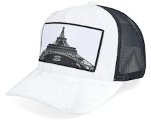 Eiffel Tower Velvet White/Black A-frame Trucker - Calza Pennello