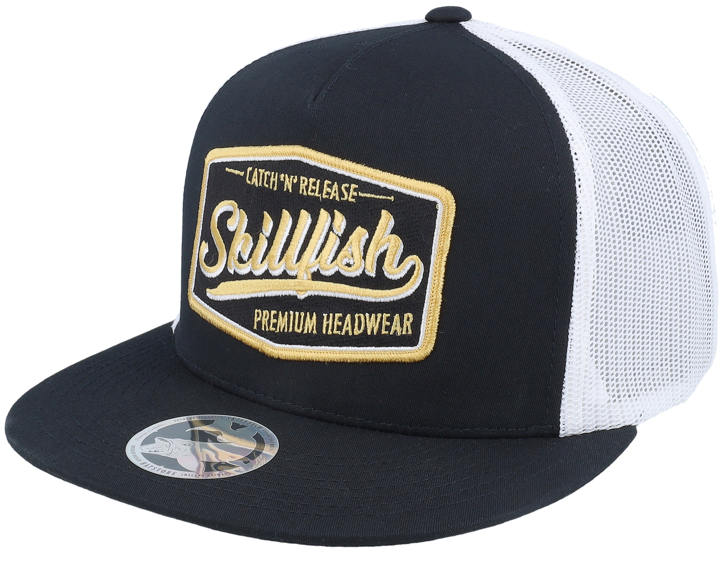 Premium Fishing Classic Black/White A-frame Trucker - Skillfish cap