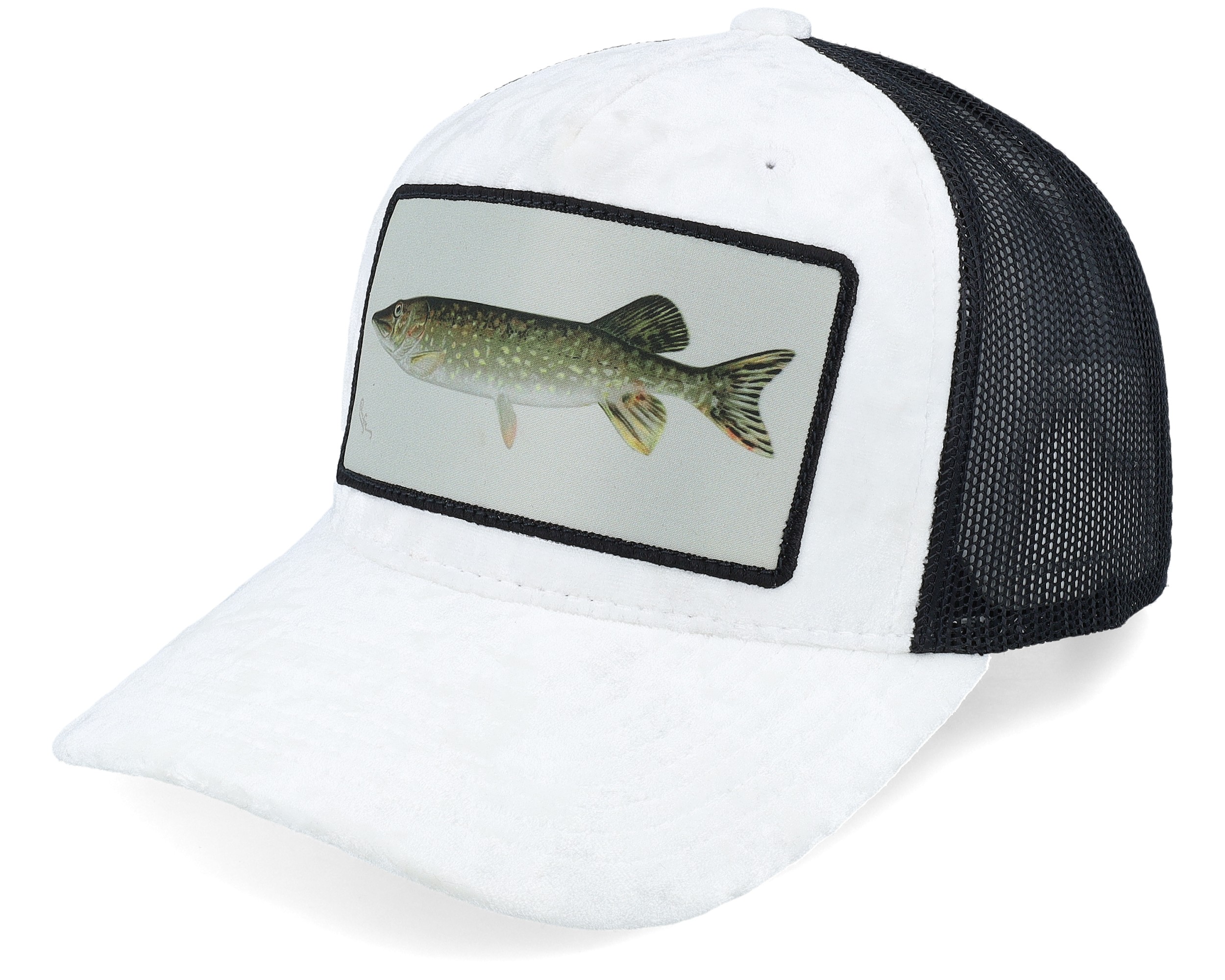 Pike Fishing Velvet White/Black Trucker - Skillfish cap