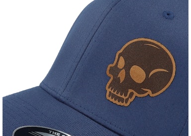 Skull Engraved Wooly Combed Navy Flexfit