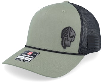 Army Skull Usa Black Patch Loden/Black Rope A-Frame Trucker