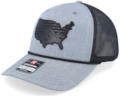 Usa Map Flag Black Patch Heather Grey/Black Rope A-Frame Trucker