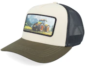 Kids Yellow Tractor Ivory/Black/Dark Mesh A-Frame Trucker