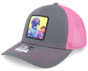 Party Dog Patch Charcoal/Neon Pink Trucker