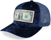 Dollar Bill Velvet Navy A-frame Trucker
