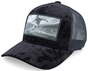 Football Soccer Player Patch Velvet Black Trucker