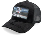 Hockey Player Blue White Color Velvet Black A-Frame Trucker