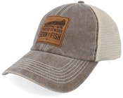 Born To Fish Engraved Patch 211 Brown/Khaki Trucker