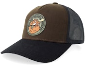 Jacked Moose Olive Round Patch Brown/Black A-frame Trucker