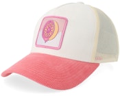 Pink Doughnut Rim Cord Off White/Stone/Pink A-frame Trucker