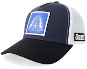 V8 Engine Blueprint Patch Navy/White/Black A-frame Trucker