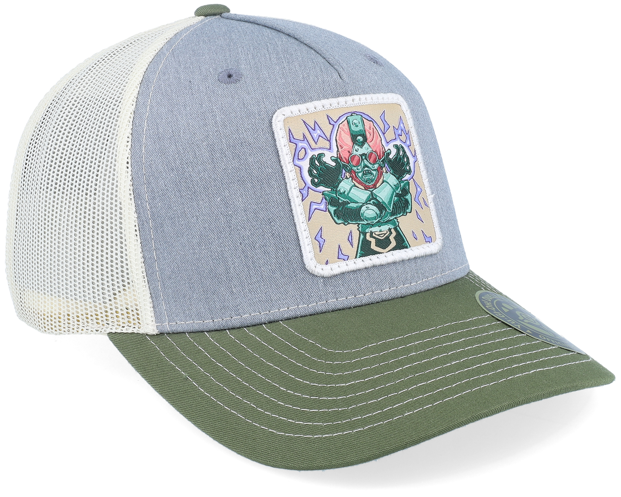 Jinzo Olive/Grey/Khaki Trucker - Yu-Gi-Oh | Hatstoreworld.com
