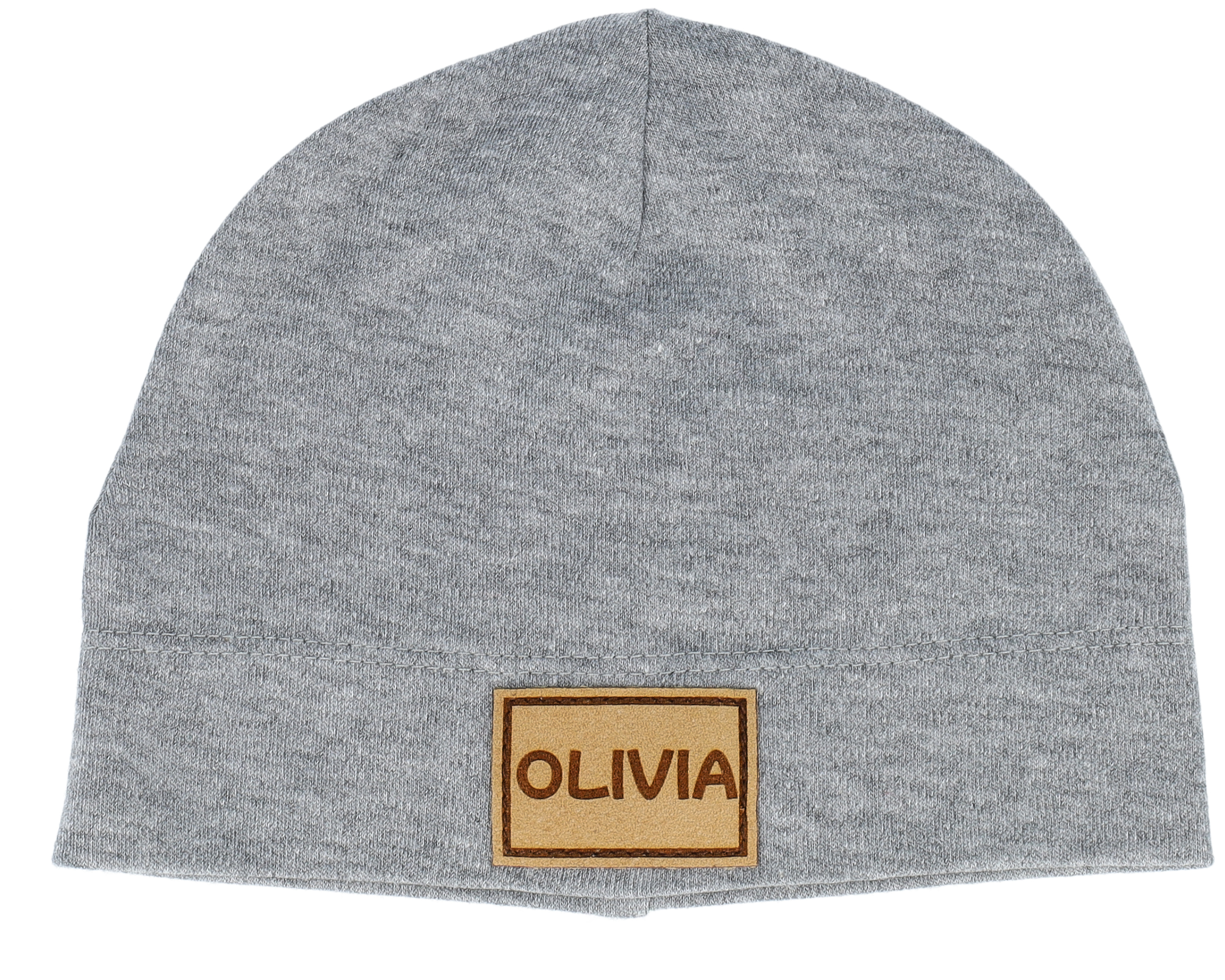 Kids Baby Engraved Suede Patch Heather Grey Beanie
