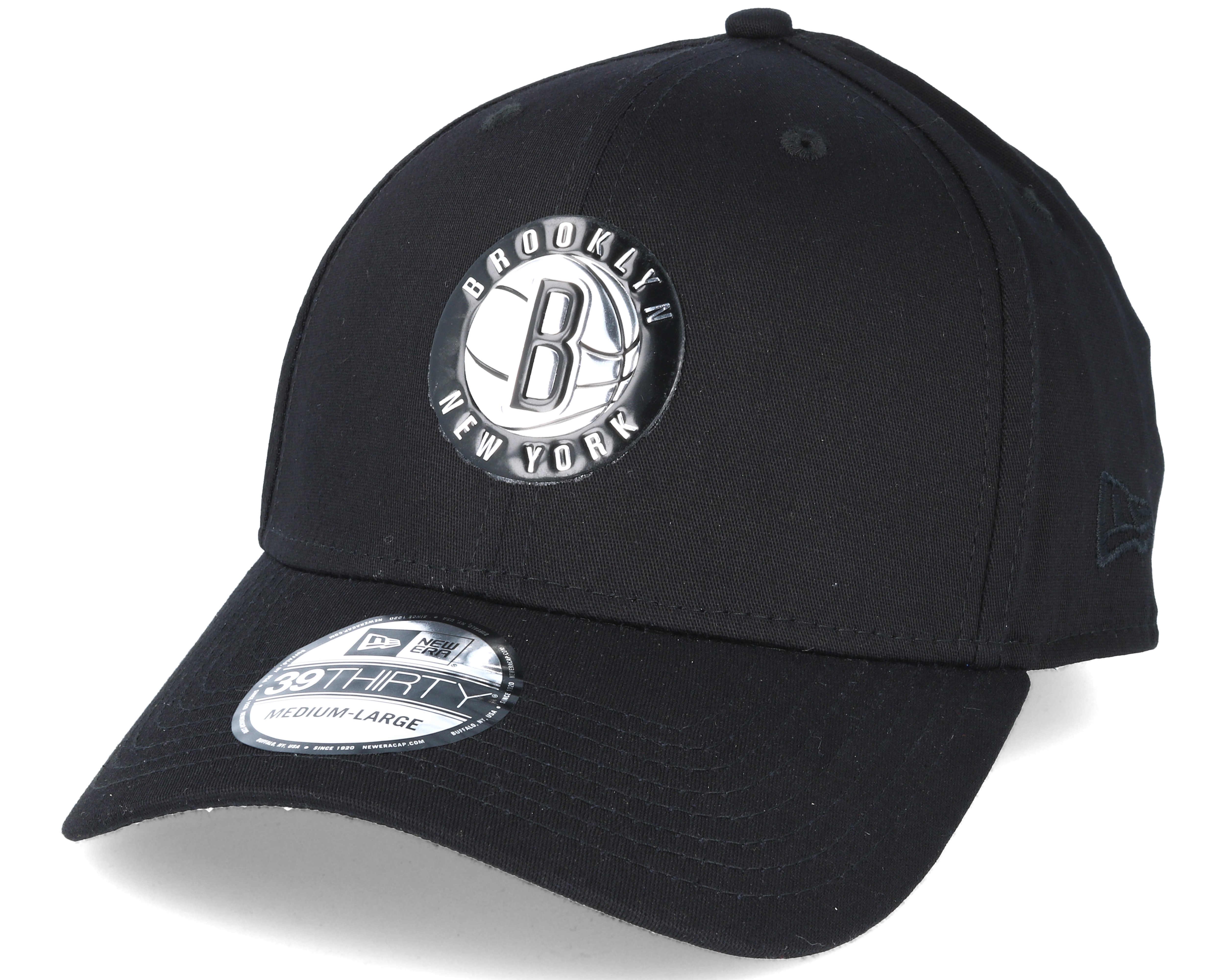 Brooklyn Nets NBA Metallic Black 39thirty Flexfit - New Era cap